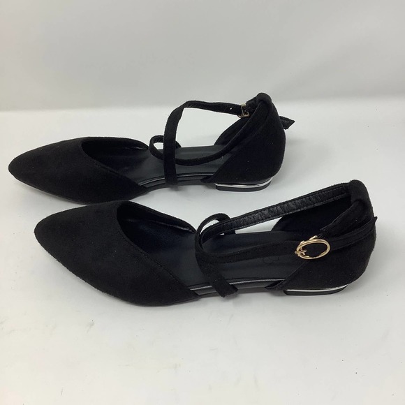 Butiti Shoes Butiti Criss Cross Ankle Strap Flat In Black And